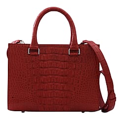 RIVER Genuine Crocodile Leather Bag with Zipper Closure - Grey