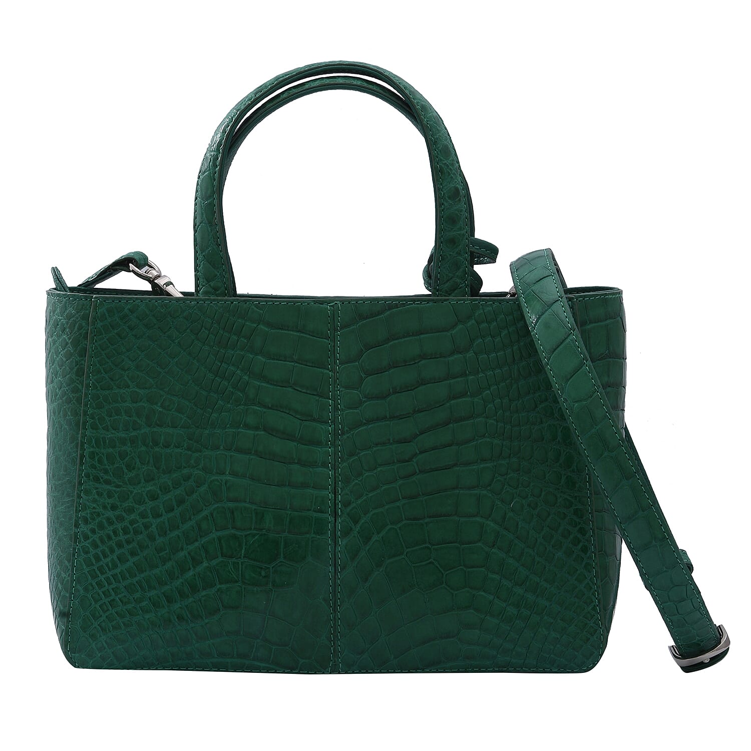 Close Out Deal - Exotic Crocodile Skin Tote Bag with Tassel (24x17x9Cm) - Green