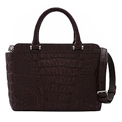 RIVER Genuine Crocodile Leather Bag with Zipper Closure - Black