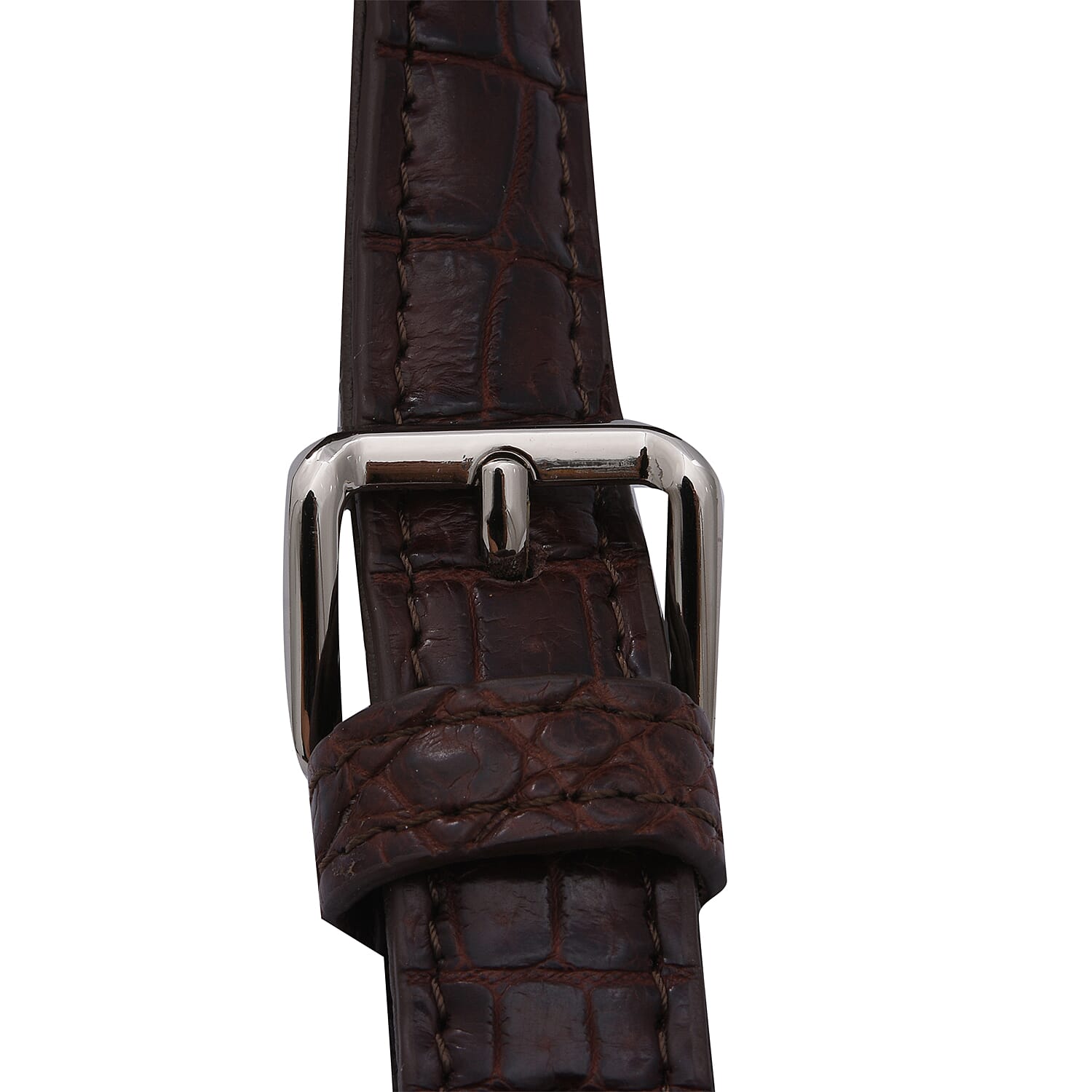 RIVER 100% Genuine Crocodile Leather Bag with Zipper Closure (25x21x11Cm) - Brown