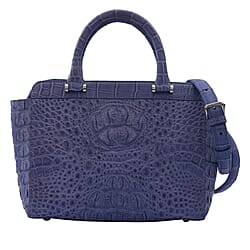 RIVER Genuine Crocodile Leather Bag with Zipper Closure - Black