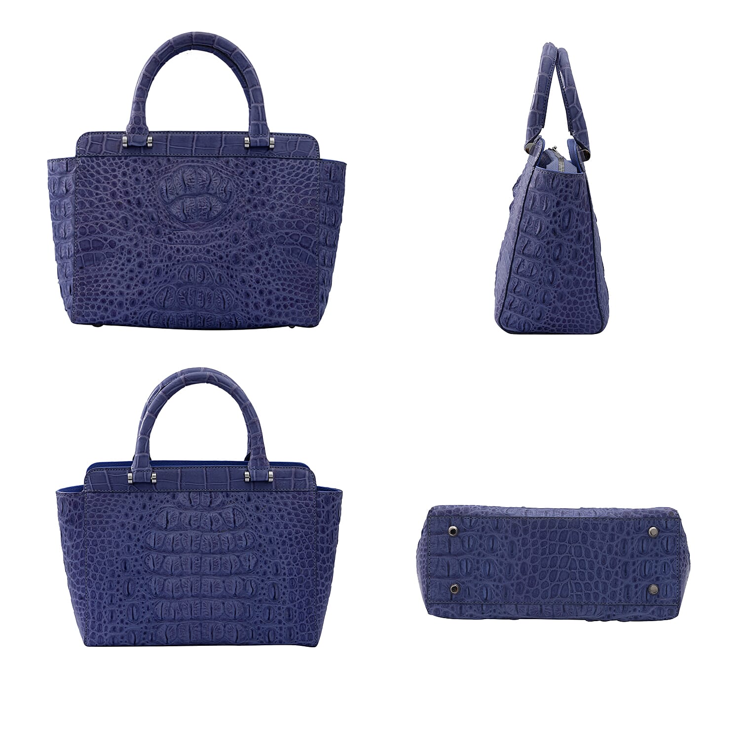 RIVER 100% Genuine Crocodile Leather Bag with Zipper Closure (Size 25x21x11Cm) - Lavender