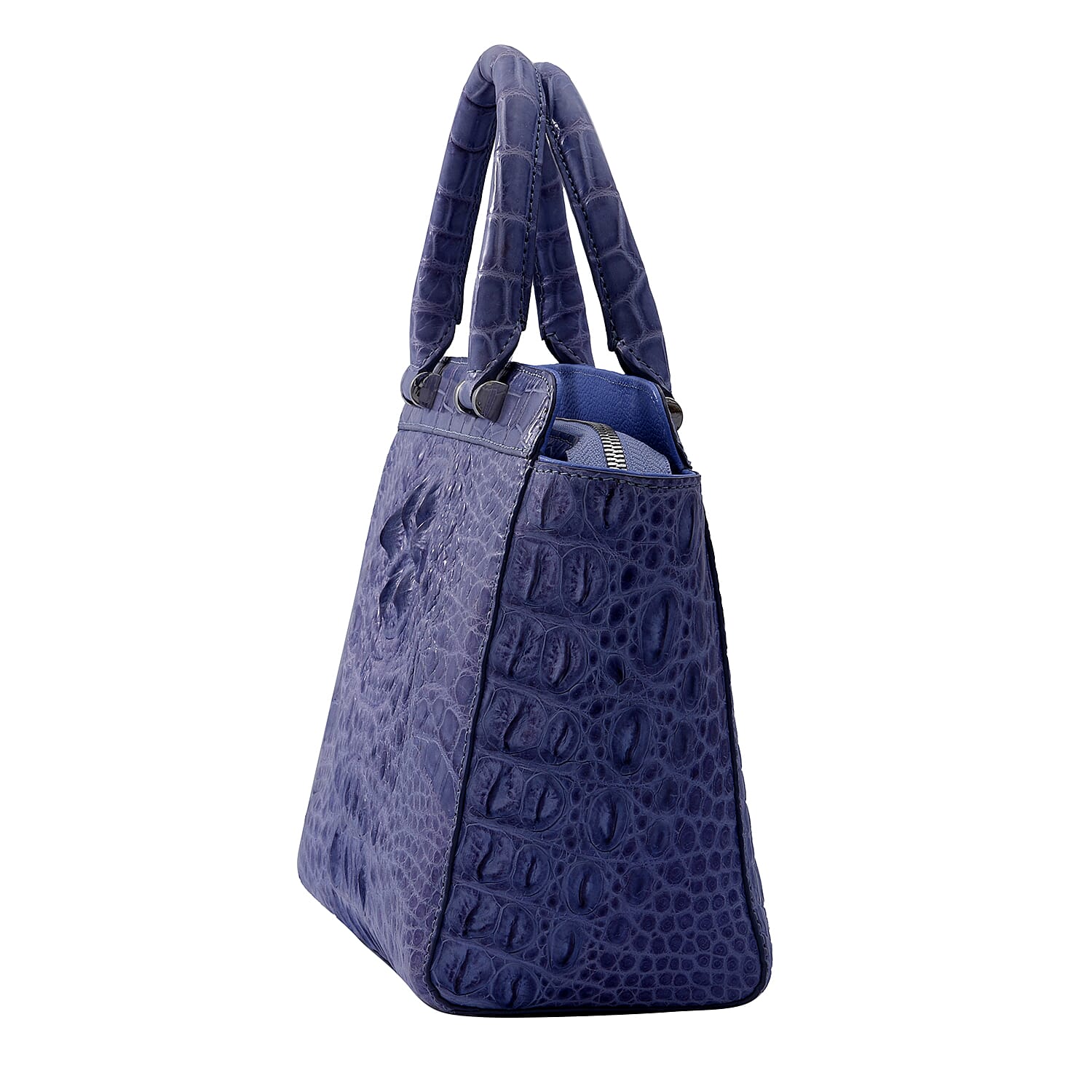 RIVER 100% Genuine Crocodile Leather Bag with Zipper Closure (Size 25x21x11Cm) - Lavender
