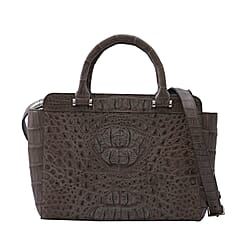 RIVER Genuine Crocodile Leather Bag with Zipper Closure - Black