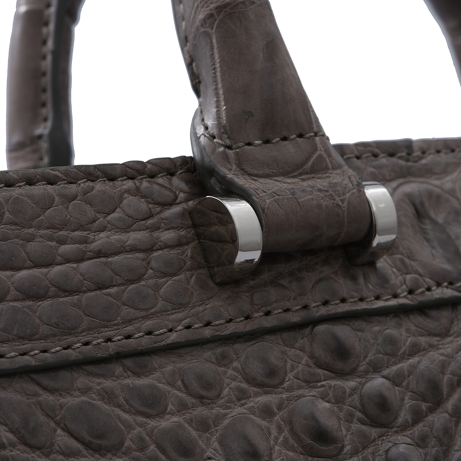 RIVER 100% Genuine Crocodile Leather Bag with Zipper Closure (Size 25x21x11Cm) - Taupe Green