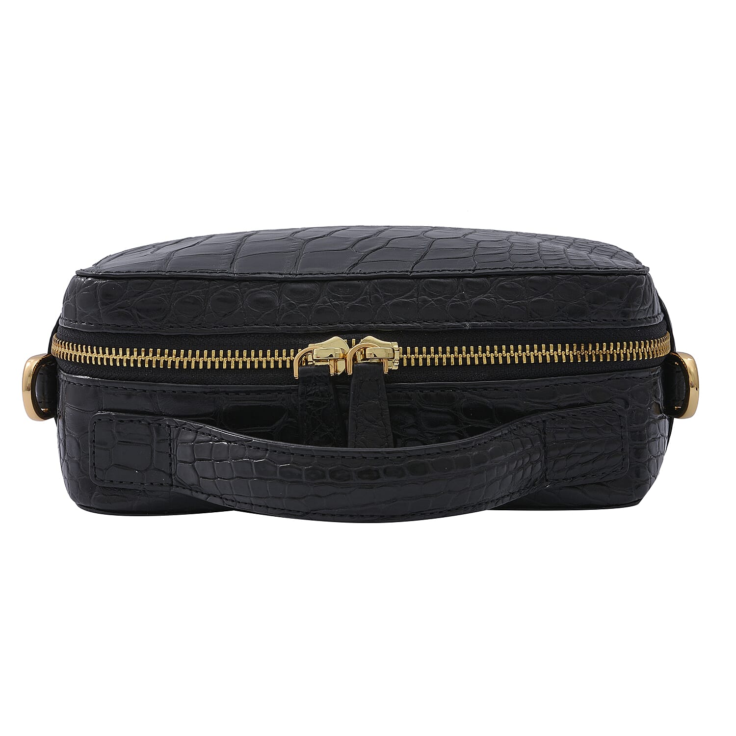 RIVER Genuine Crocodile Leather Bag with Shoulder Chain Strap - Black