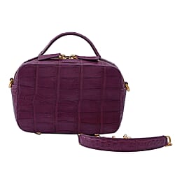 RIVER Genuine Crocodile Leather Bag with Shoulder Chain Strap - Purple