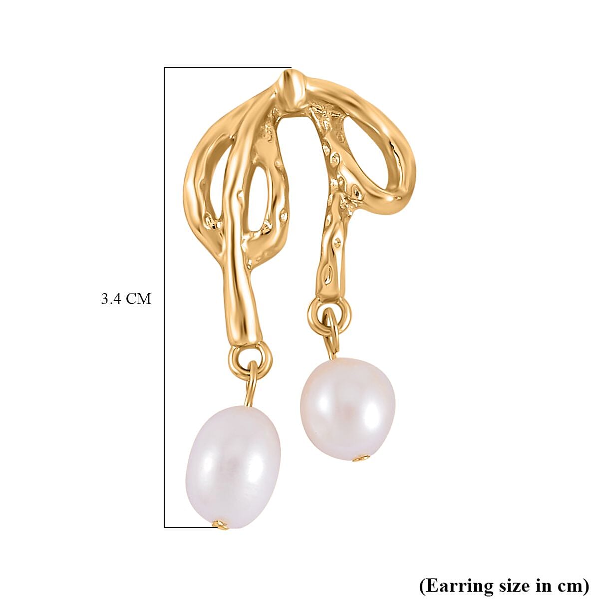 Fresh Water Pearl Ribbon Tie Earrings in Yellow Gold Tone