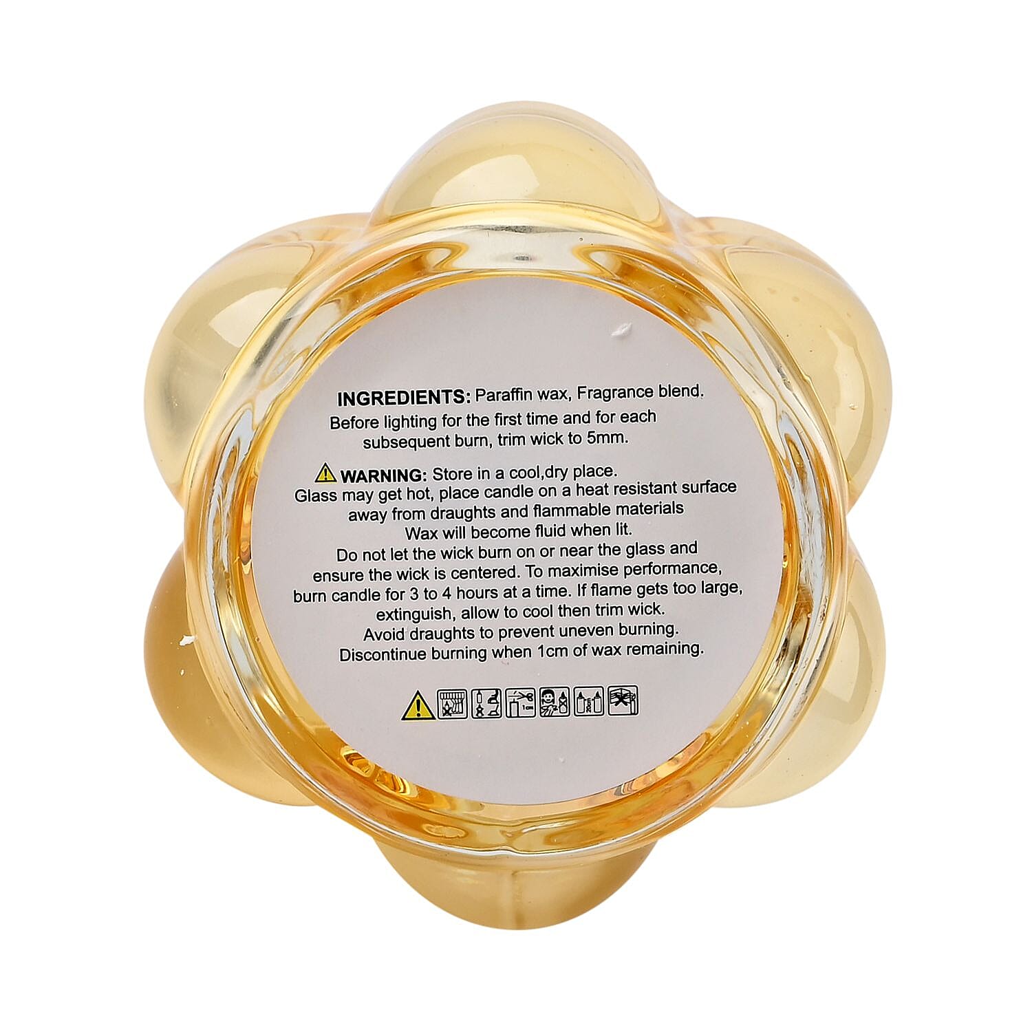 The 5th Season Coloured Glass Aromatherapy Scented Wax Candle (Sandalwood) - Yellow