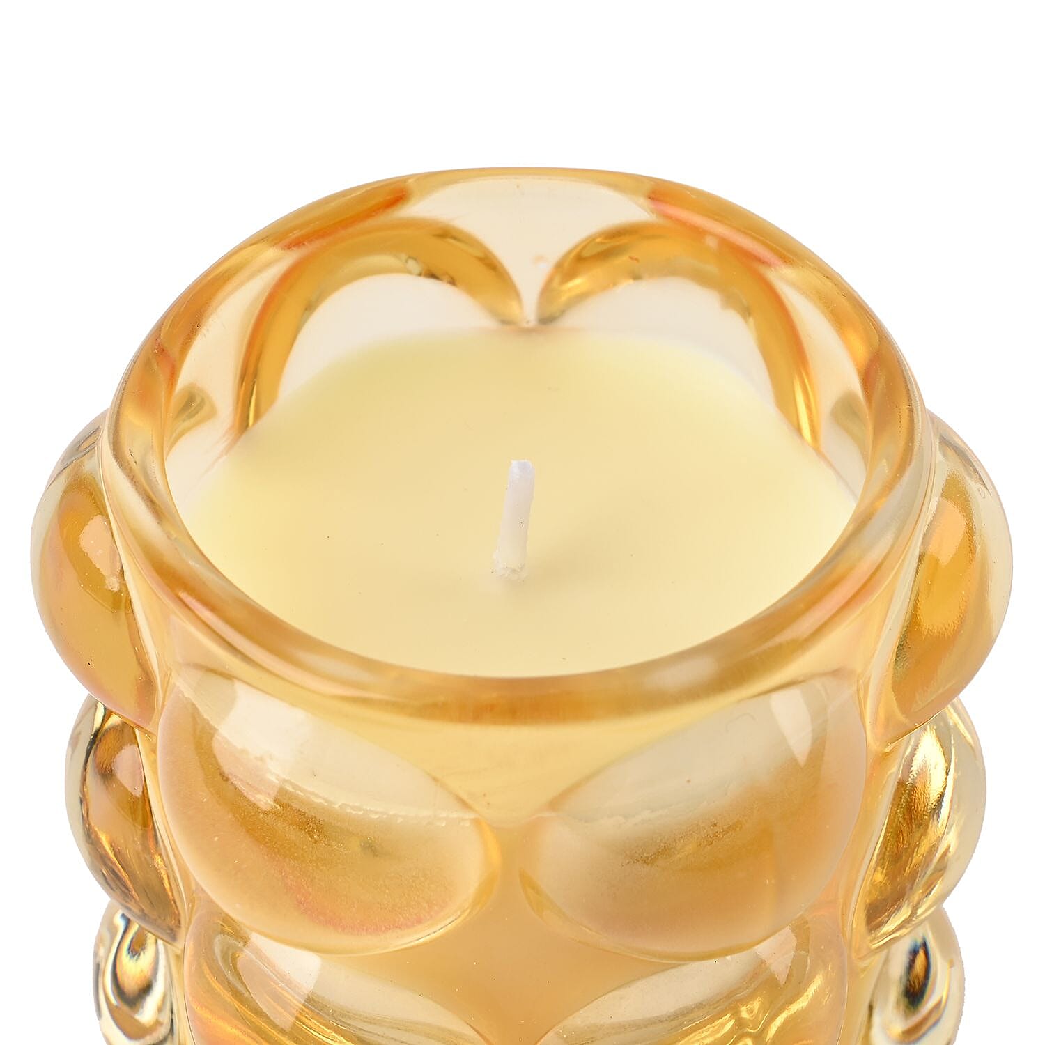 The 5th Season Coloured Glass Aromatherapy Scented Wax Candle (Sandalwood) - Yellow