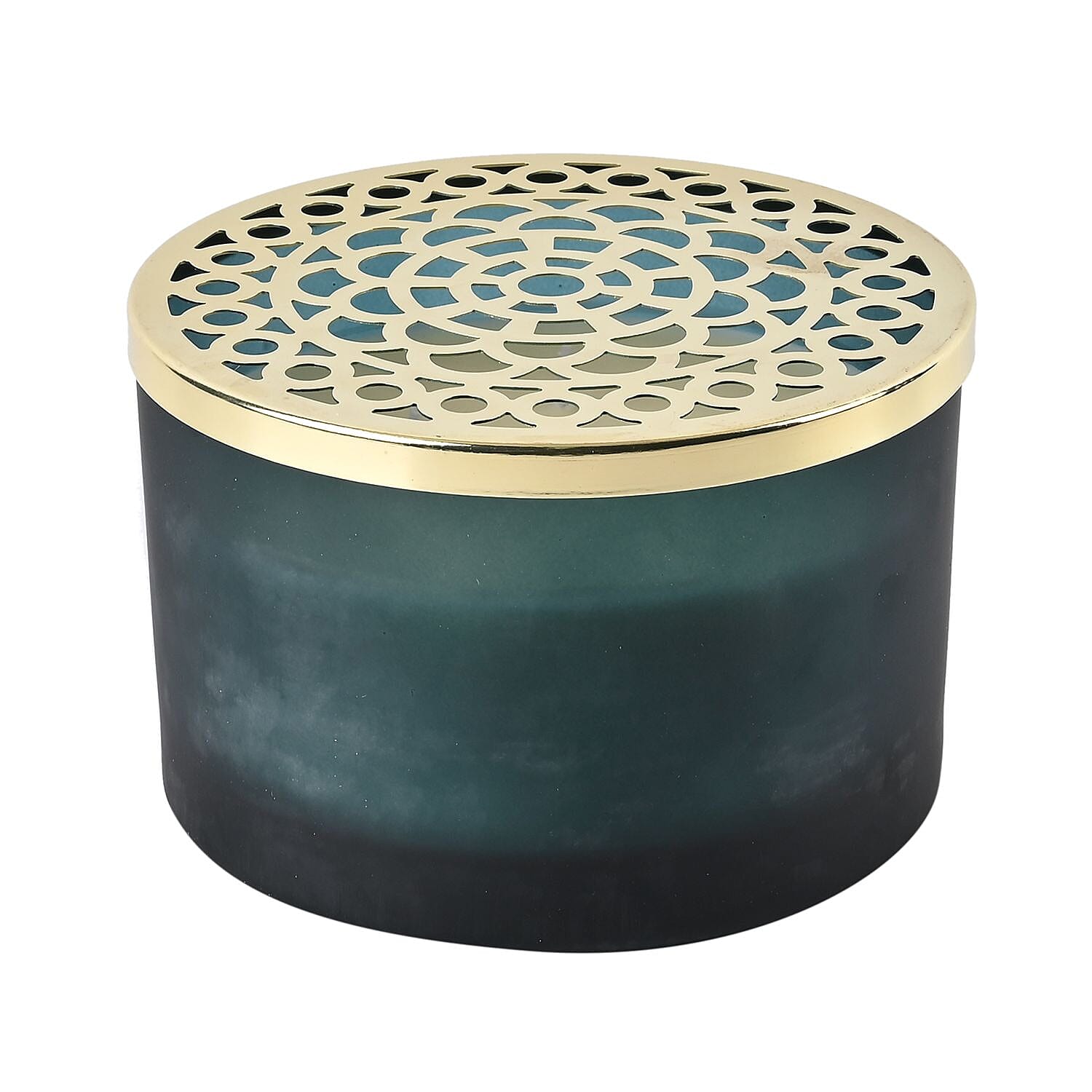  The 5th Season Frosted Glass Aromatherapy Scented Wax Candle with Lid (Vanilla) - Blue - 46 Hrs