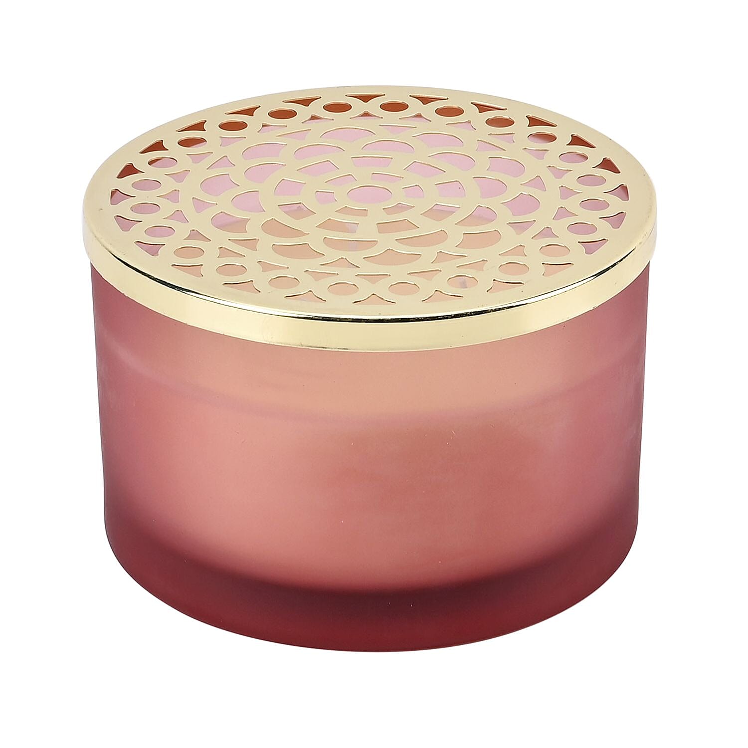The 5th Season Frosted Glass Aromatherapy Scented Wax Candle with Lid (Sugar Rasberry) - Pink 650g