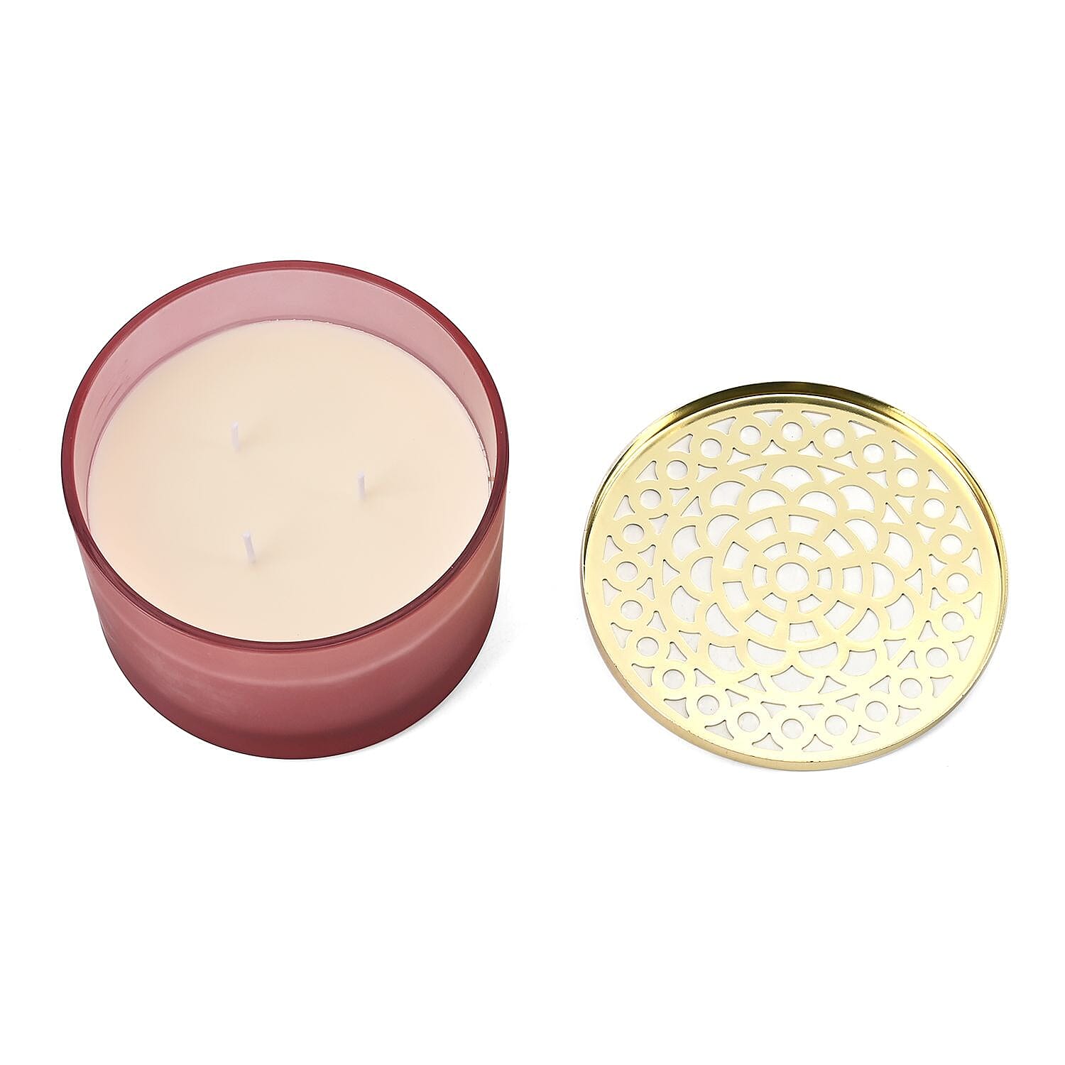 The 5th Season Frosted Glass Aromatherapy Scented Wax Candle with Lid (Sugar Rasberry) - Pink 650g