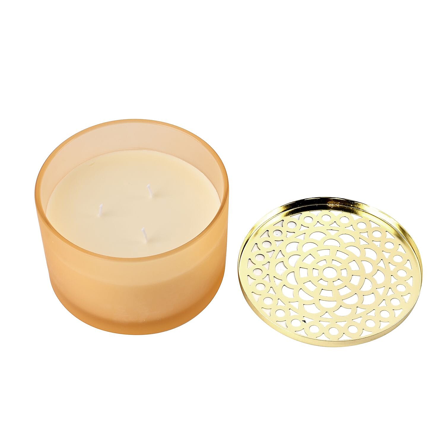The 5th Season Frosted Glass Aromatherapy Scented Wax Candle with Lid - Yellow 650g