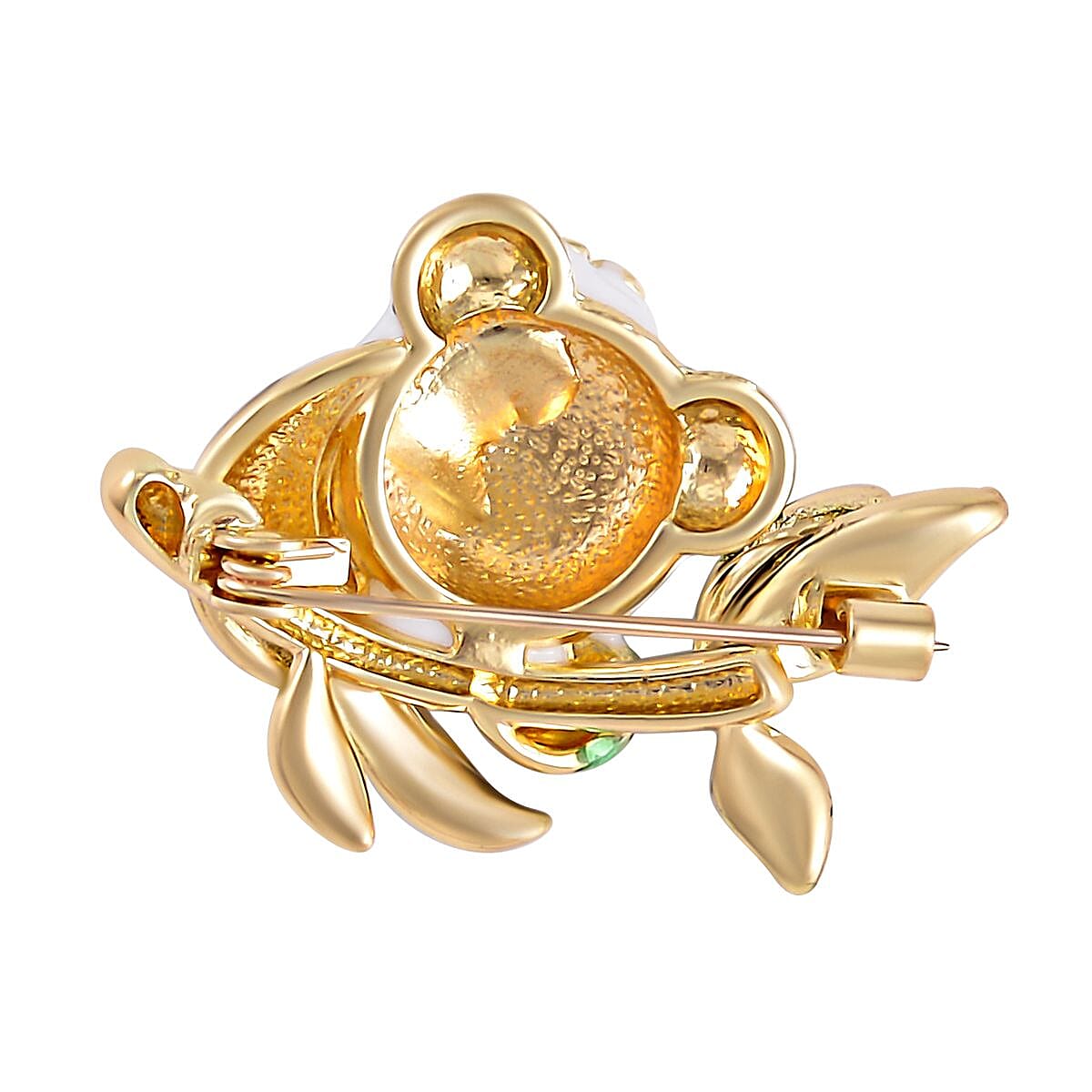 Enamelled Panda Brooch in Yellow Gold Tone