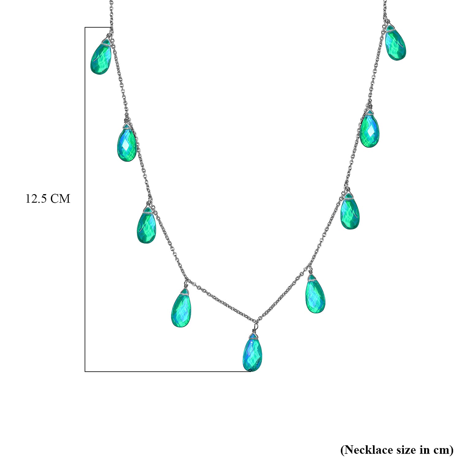 Peacock Triplet Quartz Necklace (Size - 20) in Platinum Overlay Sterling Silver 26.00 Ct.