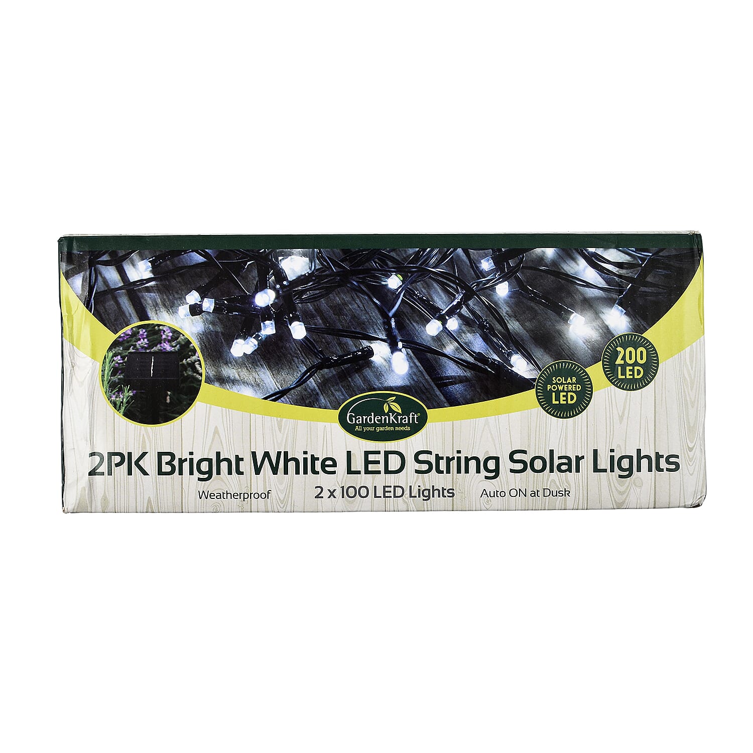 Pack of 2 - 100 LED Solar String Lights (Length-10 m) - Bright White