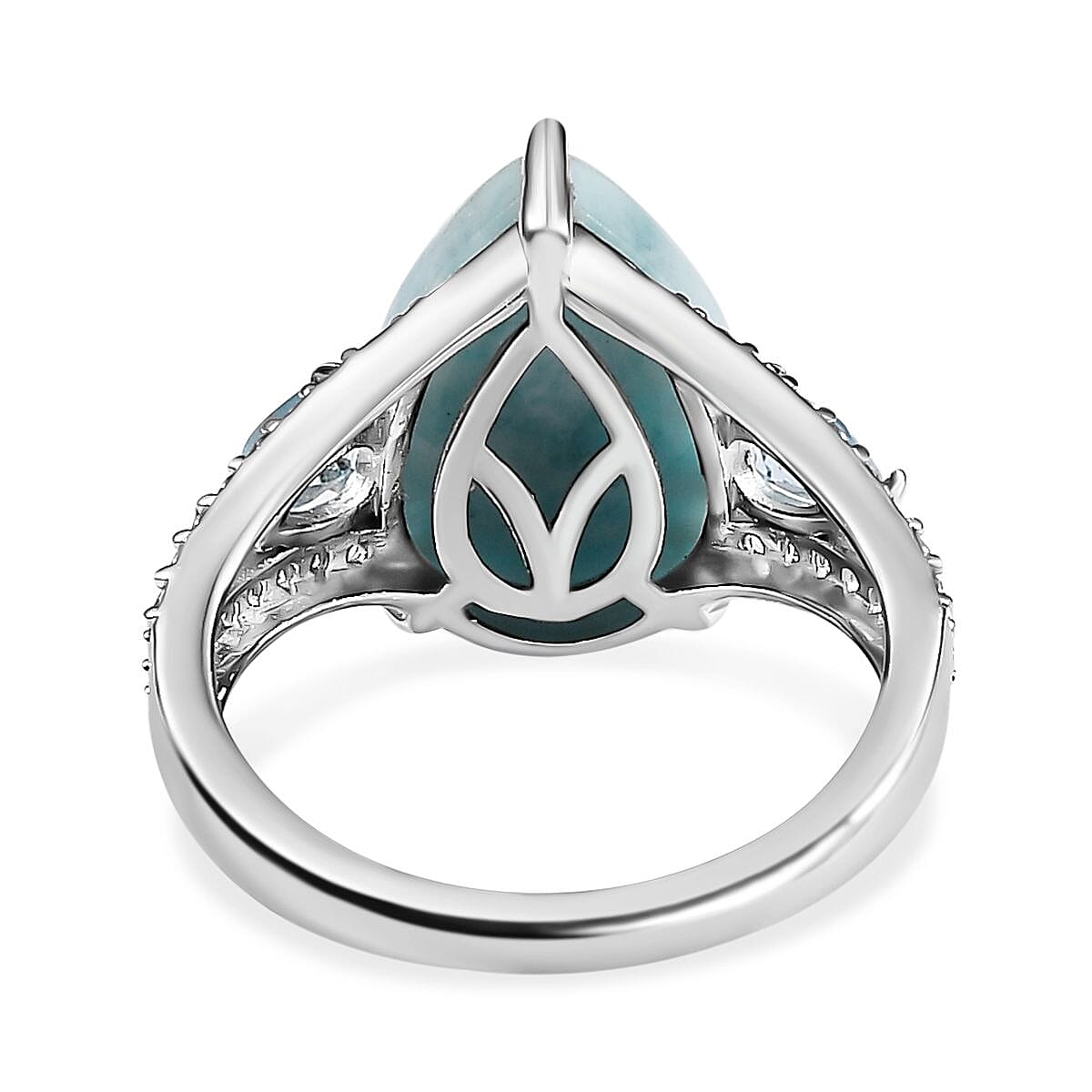 Larimar, Swiss Blue Topaz and Natural Zircon Ring in Platinum Overlay Sterling Silver 7.00 Ct.