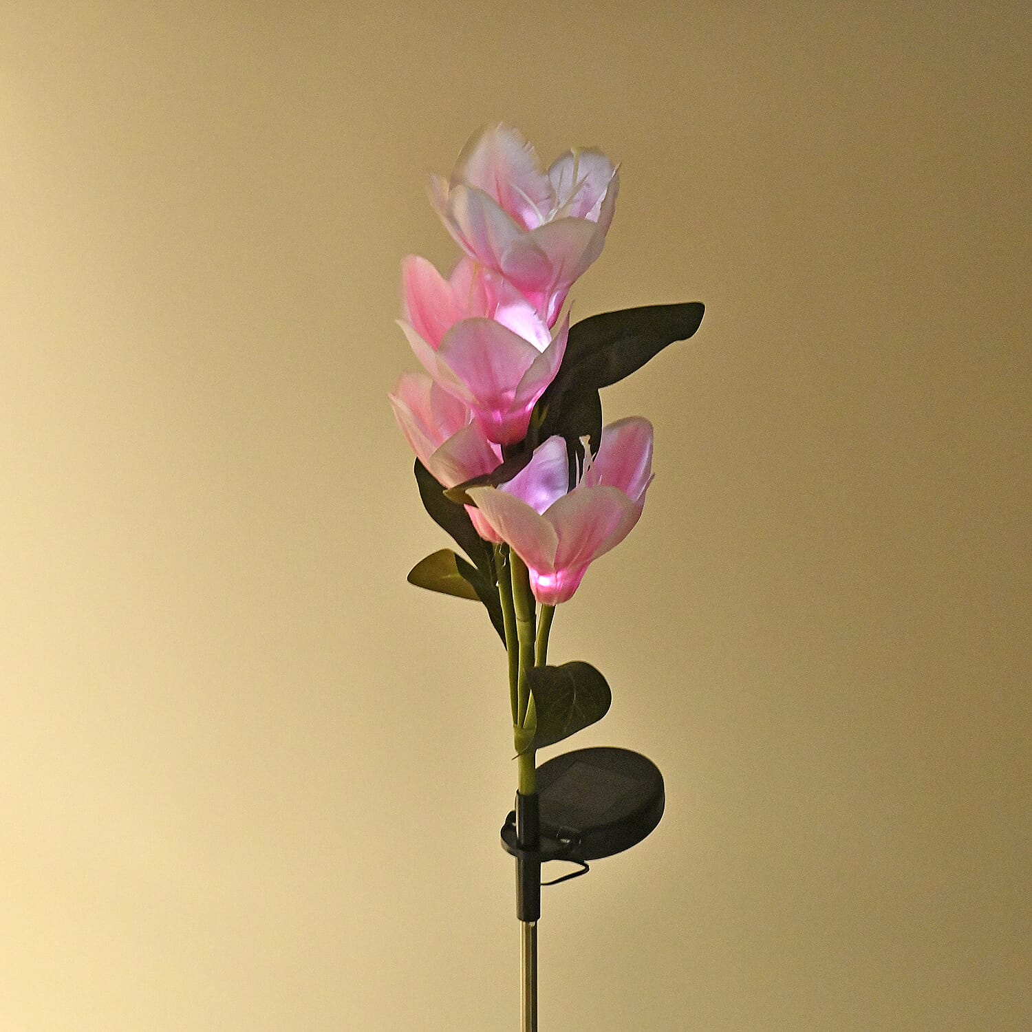 Magnolia solar lamp with 4pcs white LEDs - Pink