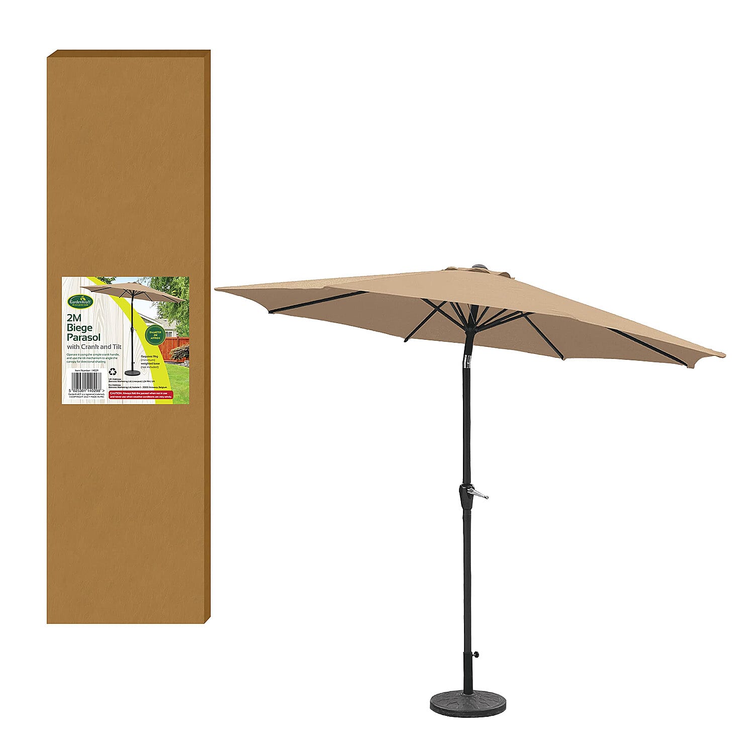 2.7M Parasol Crank & Tilt 6 Ribs - Dark Green