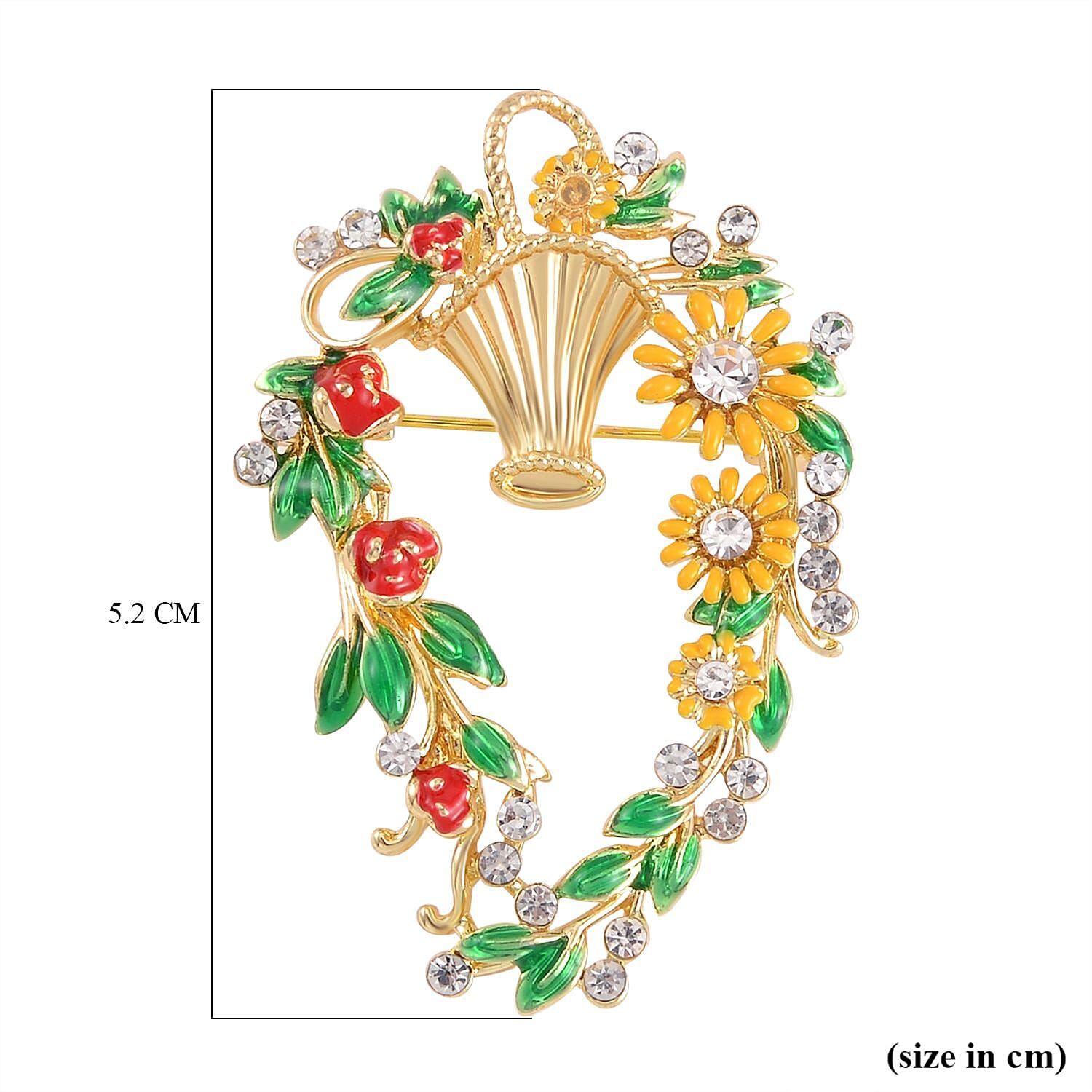 Wreath White Crystal Brooch 0.01 ct 0.010 Ct.