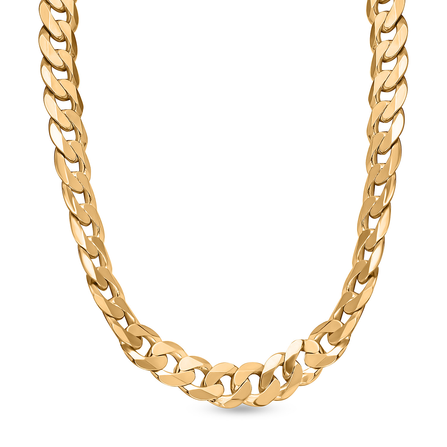 One Time Closeout - Limited Edition - 9K Yellow Gold Diamond Cut Solid Curb Necklace (Size - 20), Gold Wt. 33.02 Gms