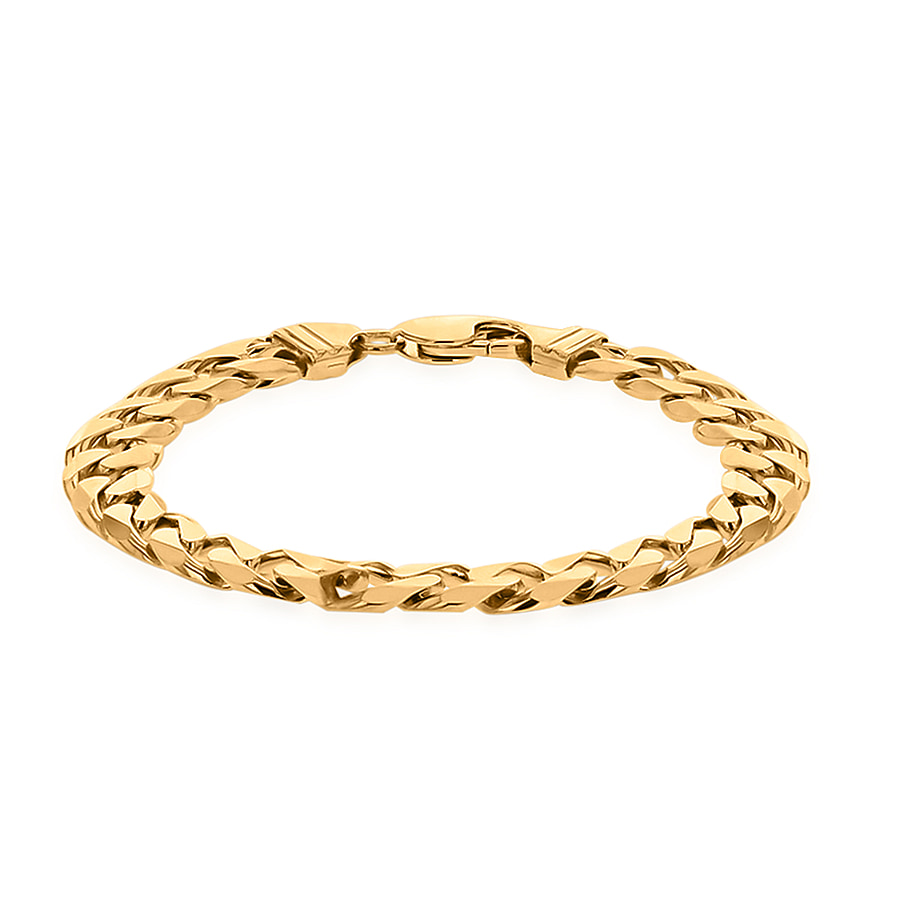 Designer Inspired- Yellow Gold Plated Sterling Silver Curb Bracelet (Size - 8.5), Silver Wt. 26.10 Gms