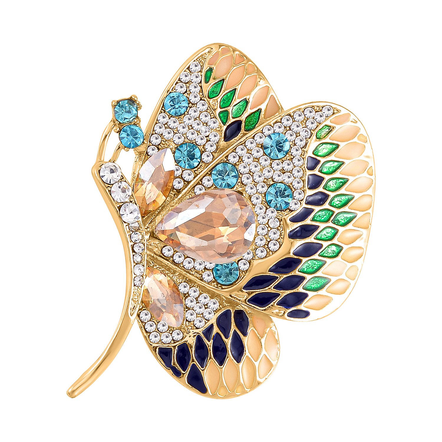 Multi Color Crystal Butterfly Brooch