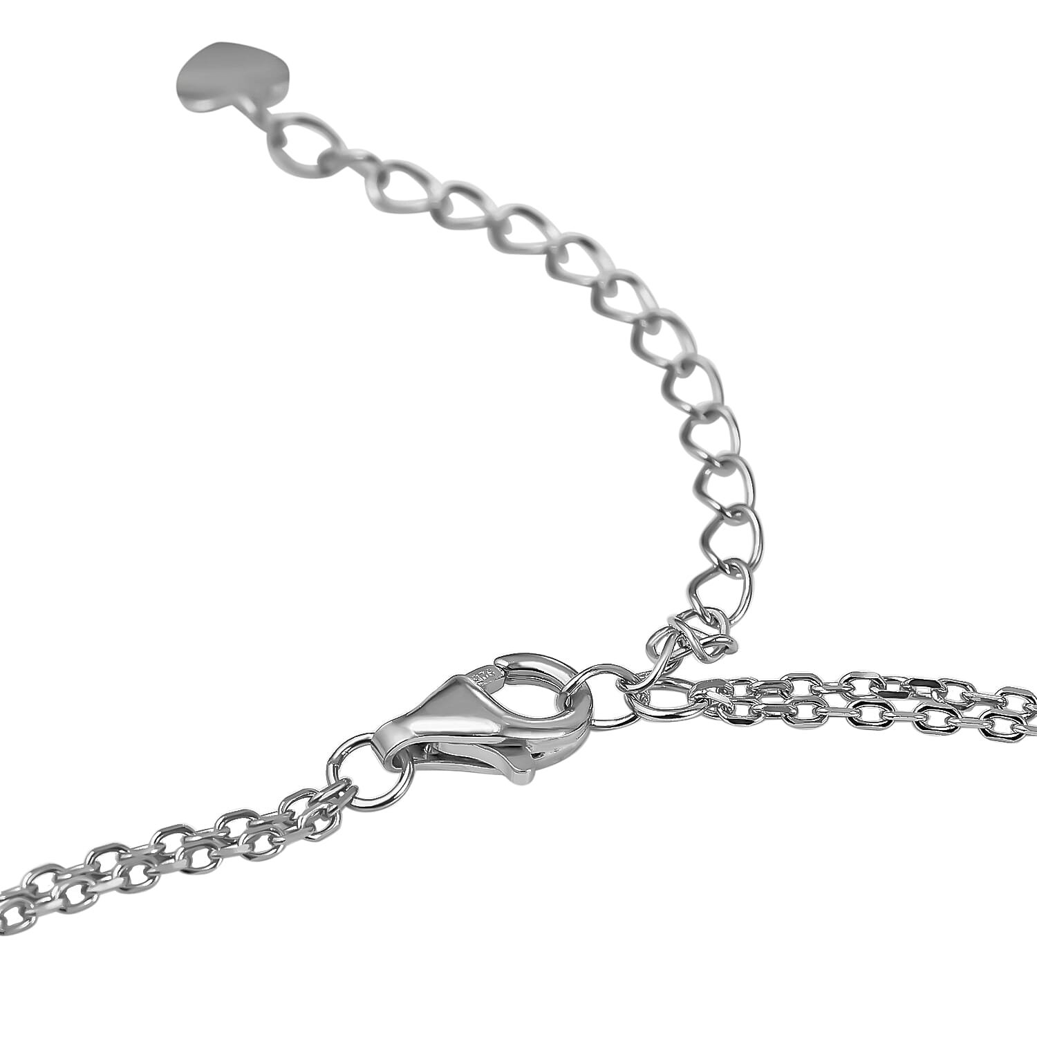 Lustro Stella - Cubic Zirconia Pave Link Necklace (Size - 16-2 Inch Ext.) in Rhodium Overlay Sterling Silver