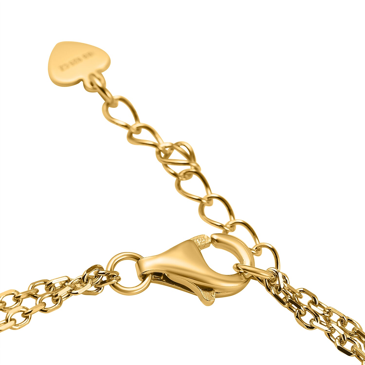 NY Closeout - Simulated Diamond Pave Link Bracelet (Size - 8 Inch Ext.) in Yellow Gold Overlay Sterling Silver, Silver Wt. 5.50 Gms