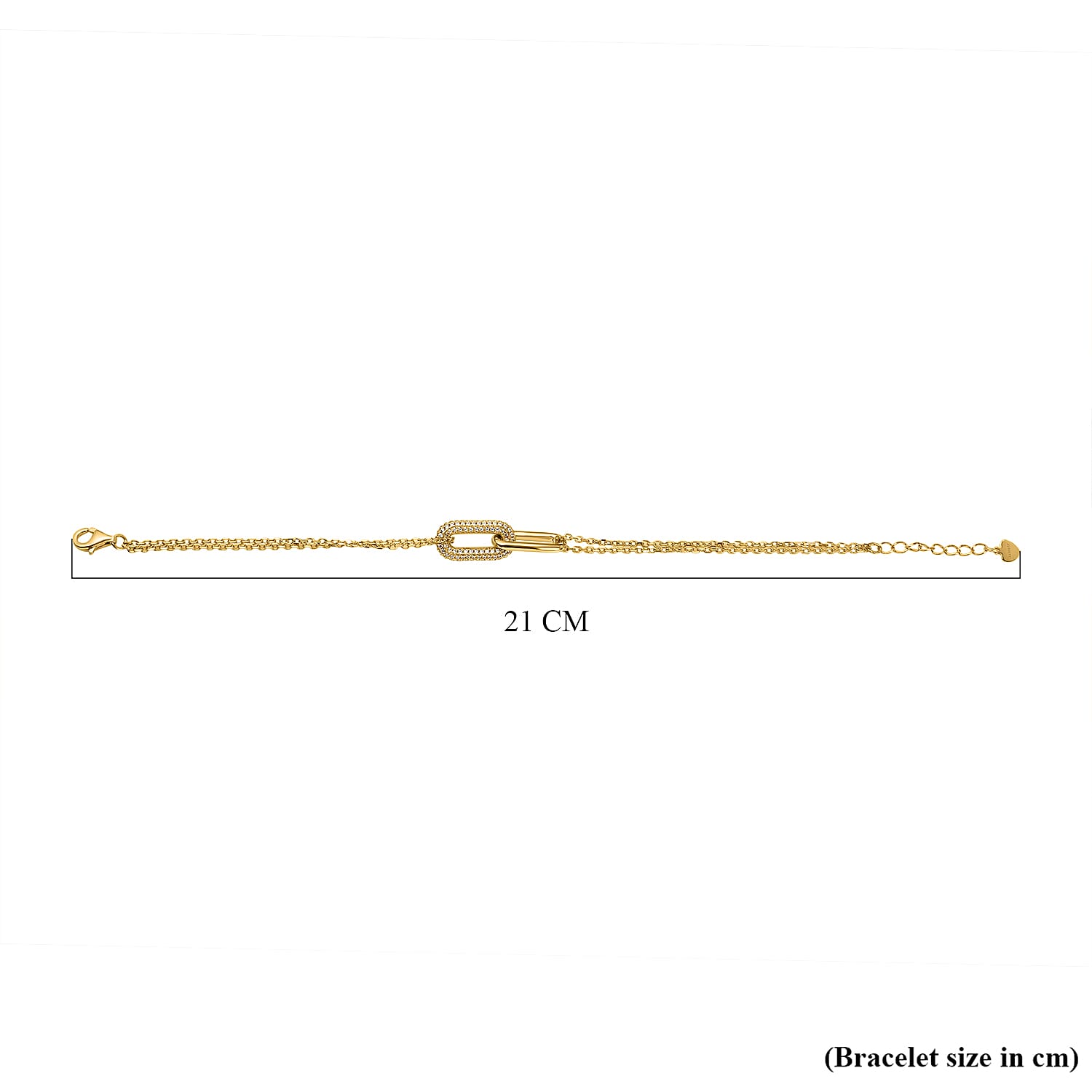 NY Closeout - Simulated Diamond Pave Link Bracelet (Size - 8 Inch Ext.) in Yellow Gold Overlay Sterling Silver, Silver Wt. 5.50 Gms