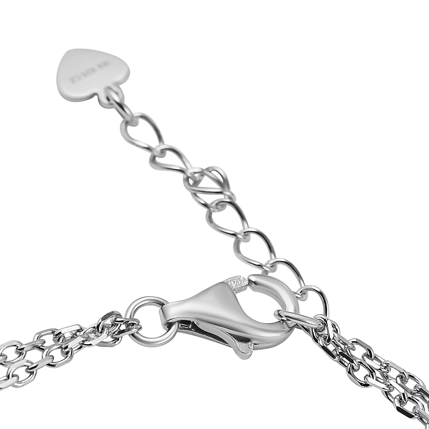 Lustro Stella - Cubic Zirconia Pave Link Bracelet (Size - 8 Inch Ext.) in Rhodium Overlay Sterling Silver