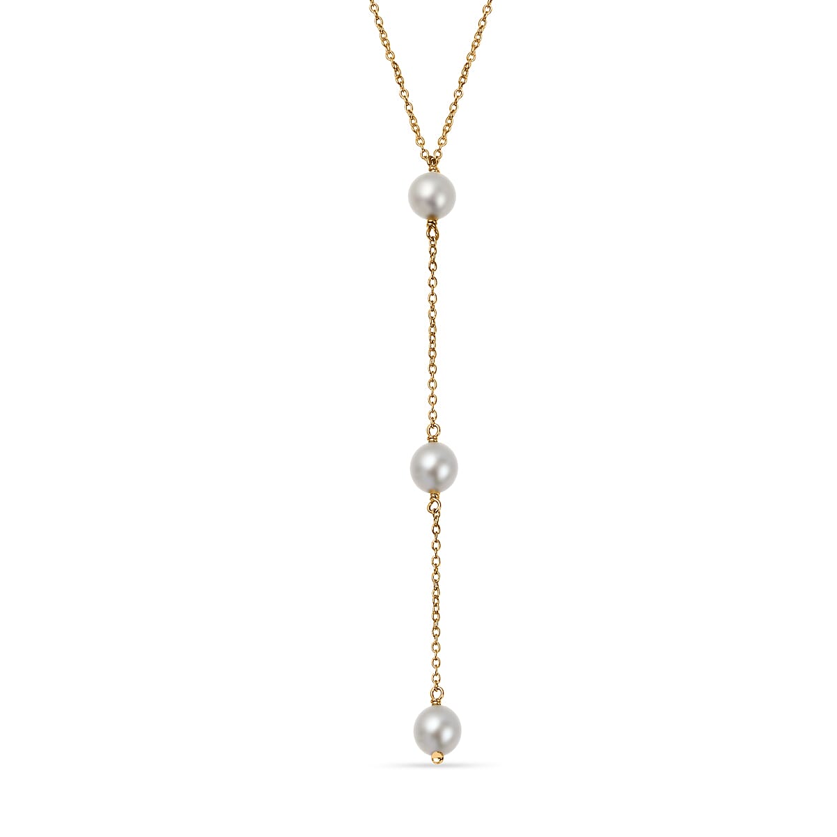 9K Yellow Gold Drop 3 Pearl Necklace (Size - 17-18)