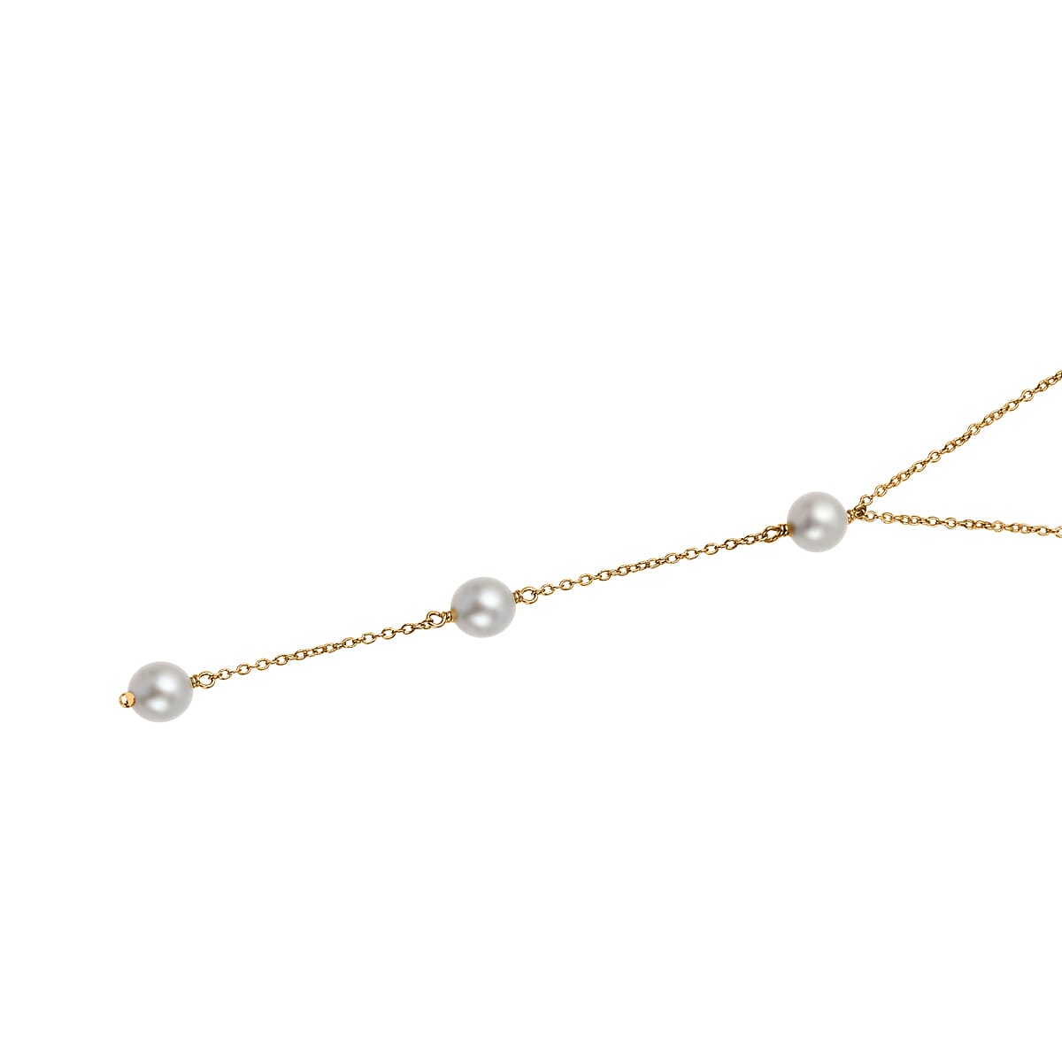 9K Yellow Gold Drop 3 Pearl Necklace (Size - 17-18)