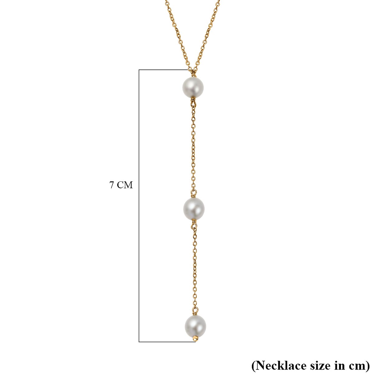 9K Yellow Gold Drop 3 Pearl Necklace (Size - 17-18)