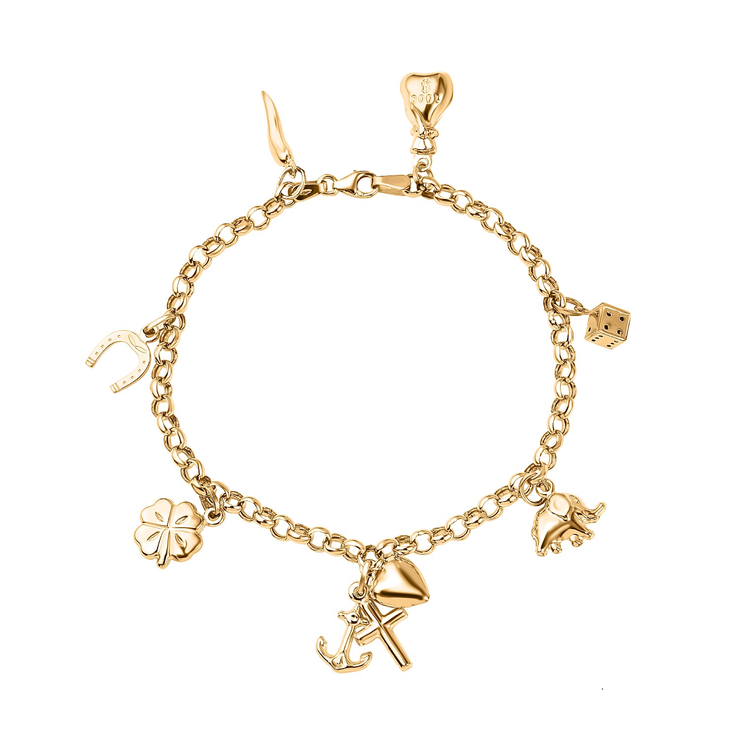Designer Inspired- 9K Yellow Gold Charm Bracelet (Size - 7), Gold Wt. 4.20 Gms