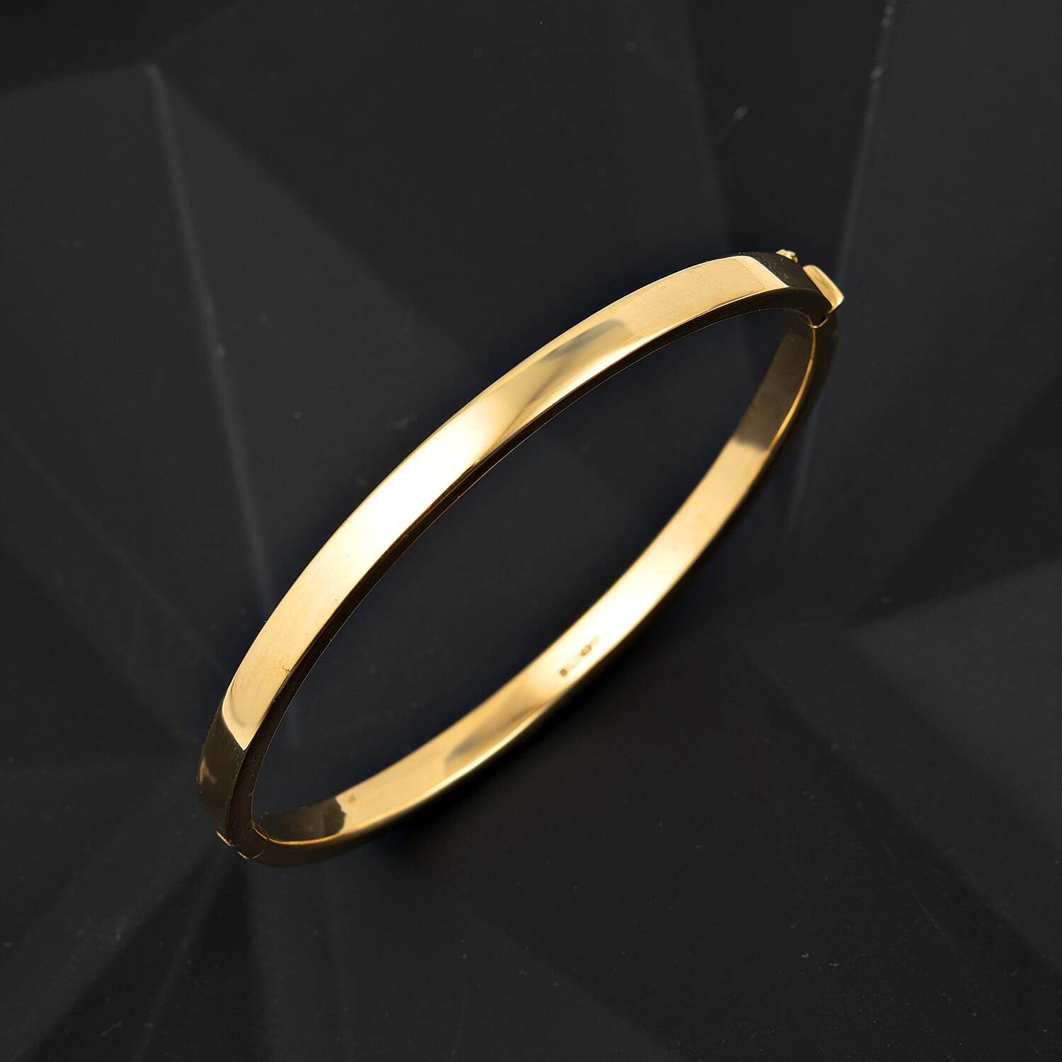 Mega CloseOut- 9K Yellow Gold 5MM Oval Hinged Bangle (Size 7), Gold Wt. 9 GM