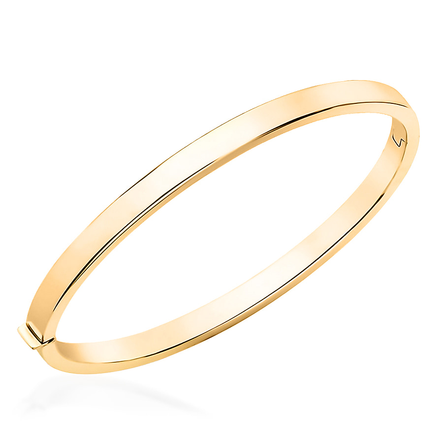 Hatton Garden Mega CloseOut- 9K Y Gold 5MM Oval Hinged Bangle Size 7, Gold Wt. 9 Grams