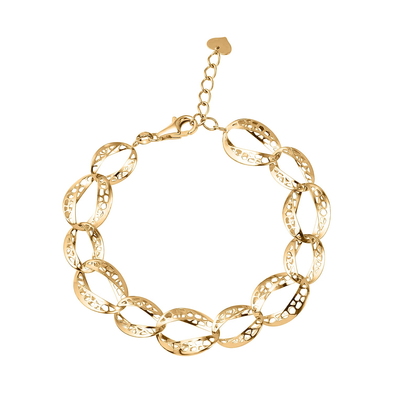 VICENZA Close Out Deal- 9K Yellow Gold Diamond Cut Oval Link Bracelet (Size - 7.5-1 Inch Ext.), Gold Wt 5.30 GM
