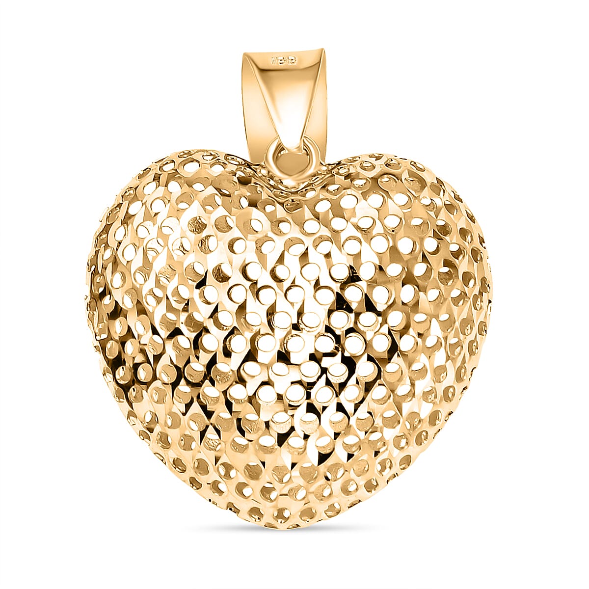 Designer Inspired- 9K Yellow Gold Mesh Heart Pendant