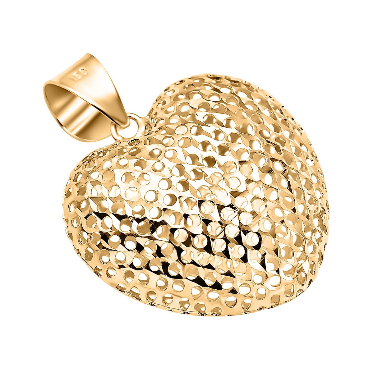Designer Inspired- 9K Yellow Gold Mesh Heart Pendant