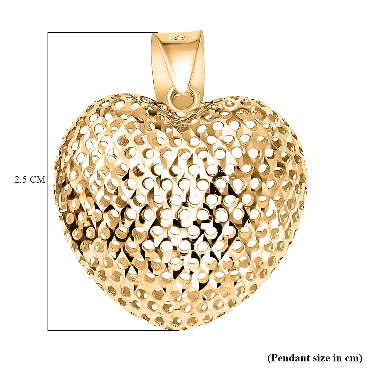 Designer Inspired- 9K Yellow Gold Mesh Heart Pendant