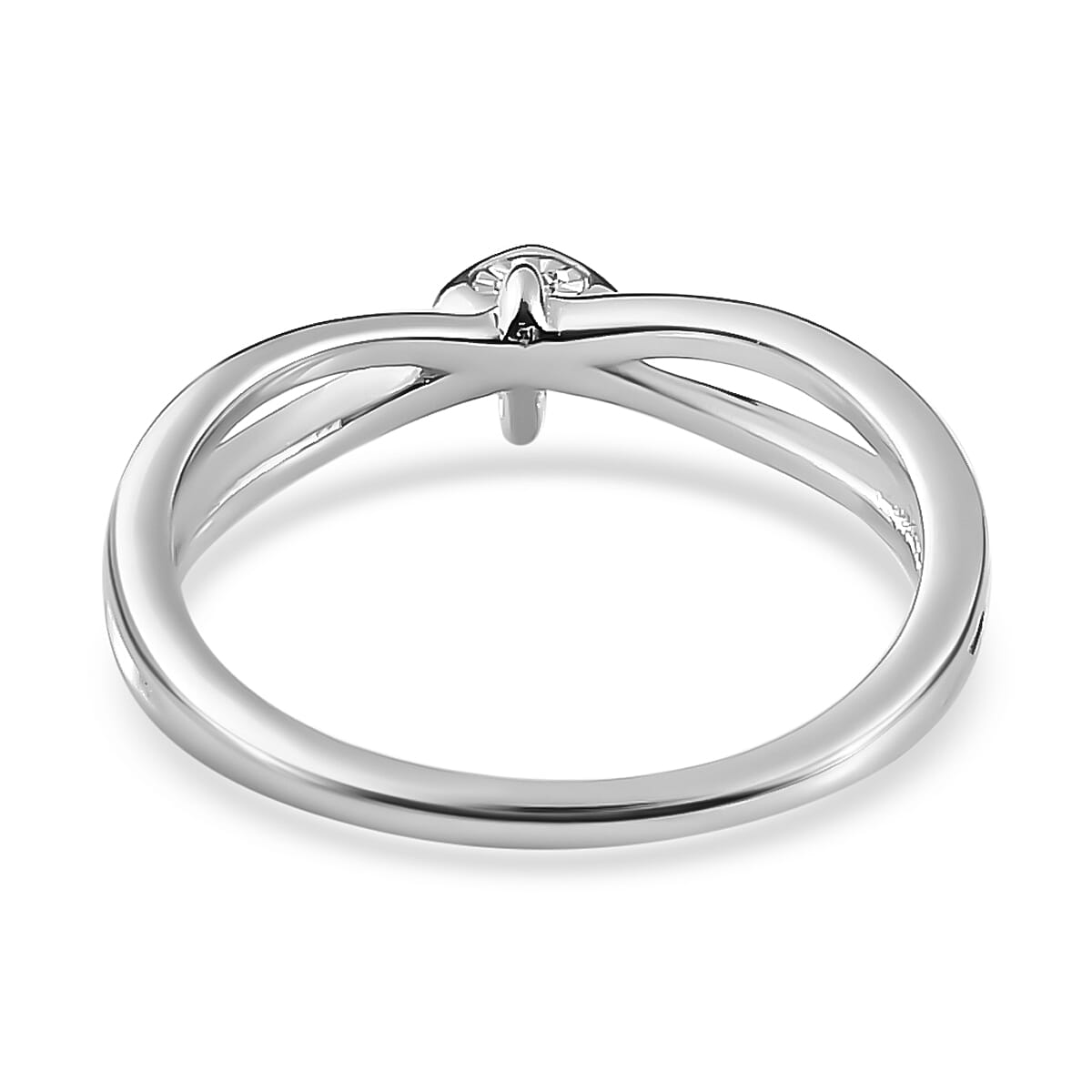 Diamond Heart Solitaire Ring in Platinum Overlay Sterling Silver