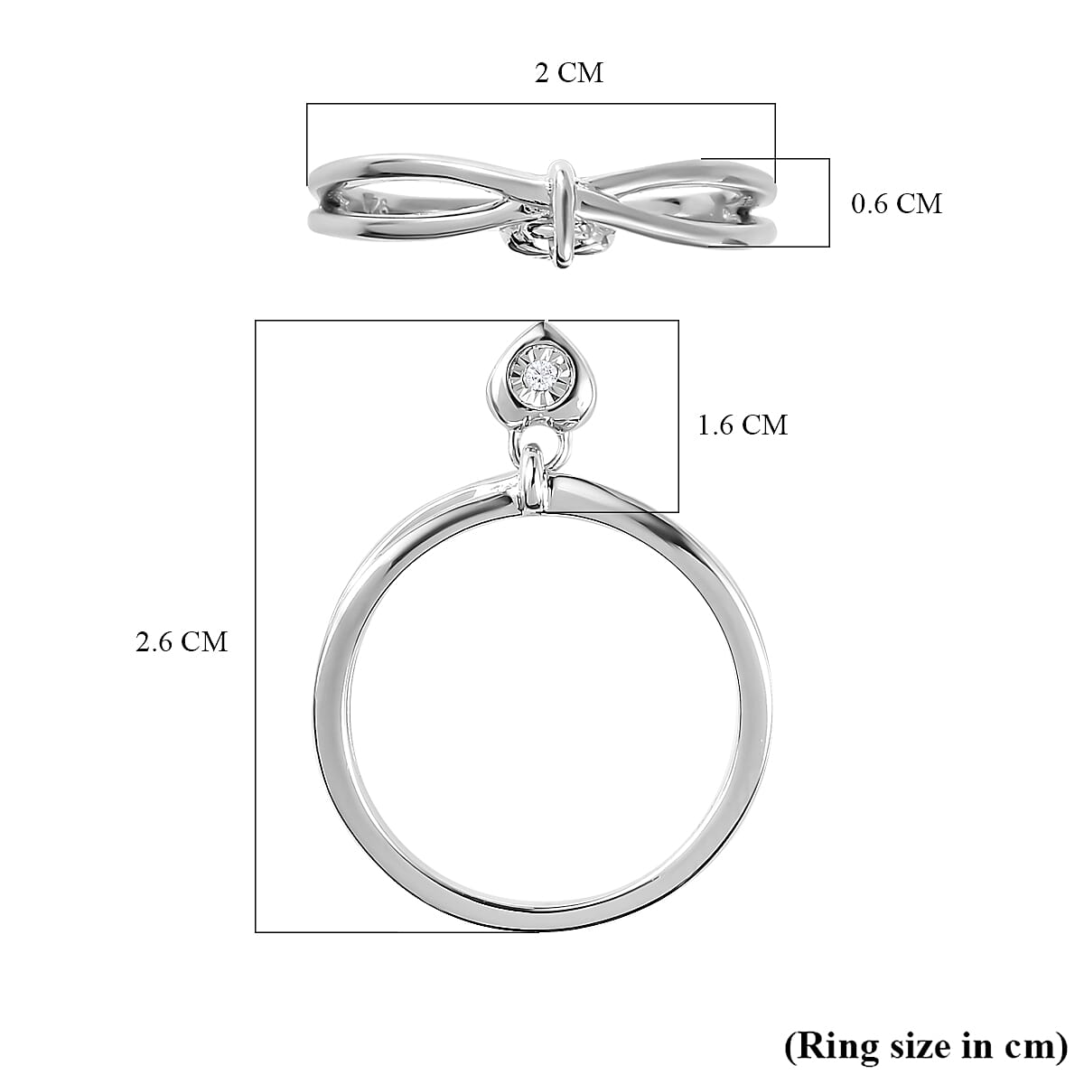 Diamond Heart Solitaire Ring in Platinum Overlay Sterling Silver