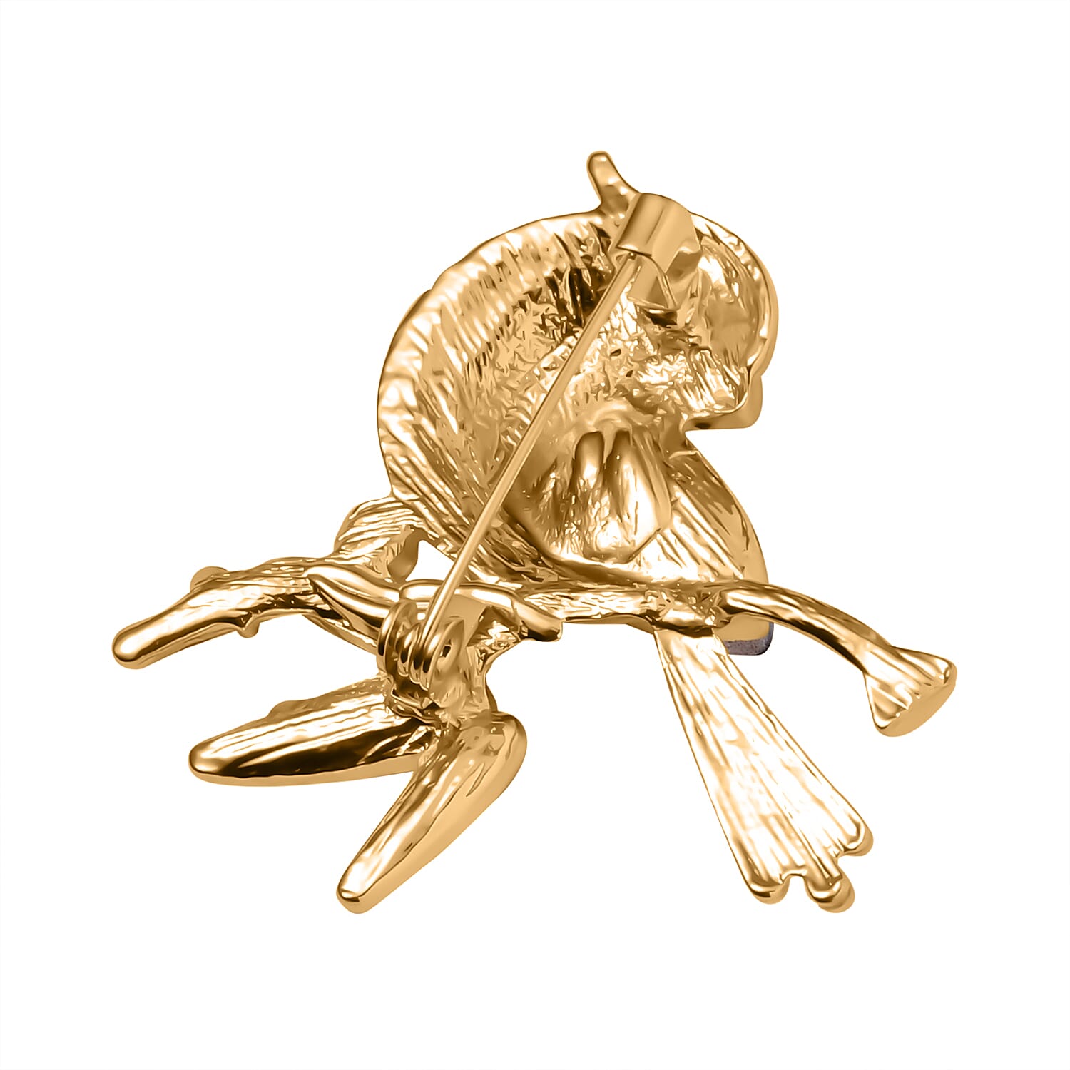 Multi Colour Austrian Crystal Bird Brooch in Yellow Gold Tone