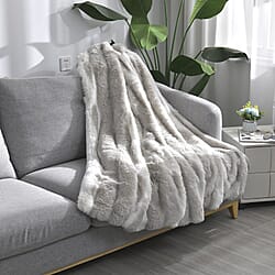 700GSM Double Layer Faux Rabbit Fur Sherpa Blanket - Brown