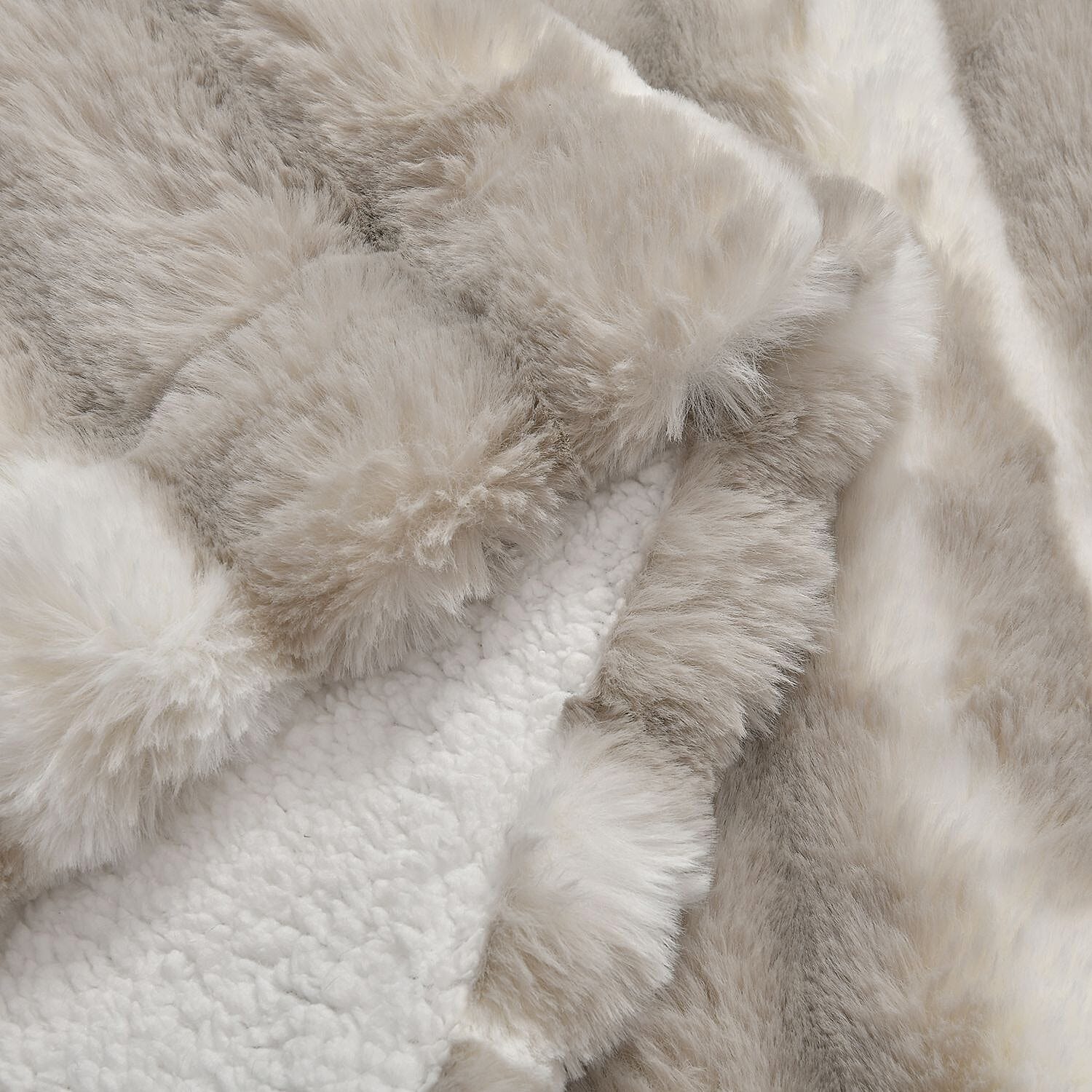 The Most Sumptuous Blanket at TJC Ever - 700GSM Double Layer Faux Rabbit Fur Sherpa Blanket (Size 200x150cm) - Grey