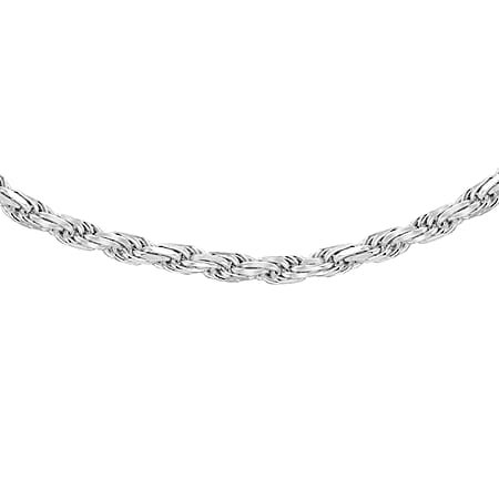 Sterling Silver Diamond Cut Rope Chain 24 Inch