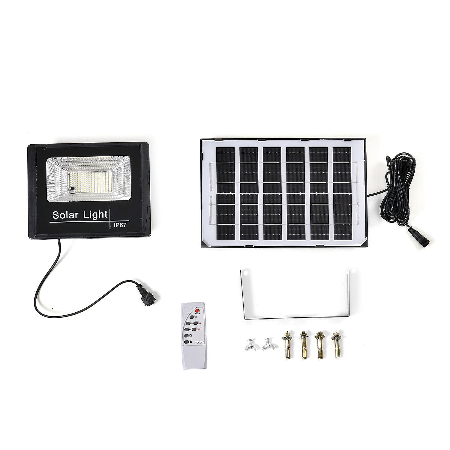 100% Energy Saving IP67 Water Resistant Solar light (144 LEDs) with Solar Panel and Remote Control - Black & Silver