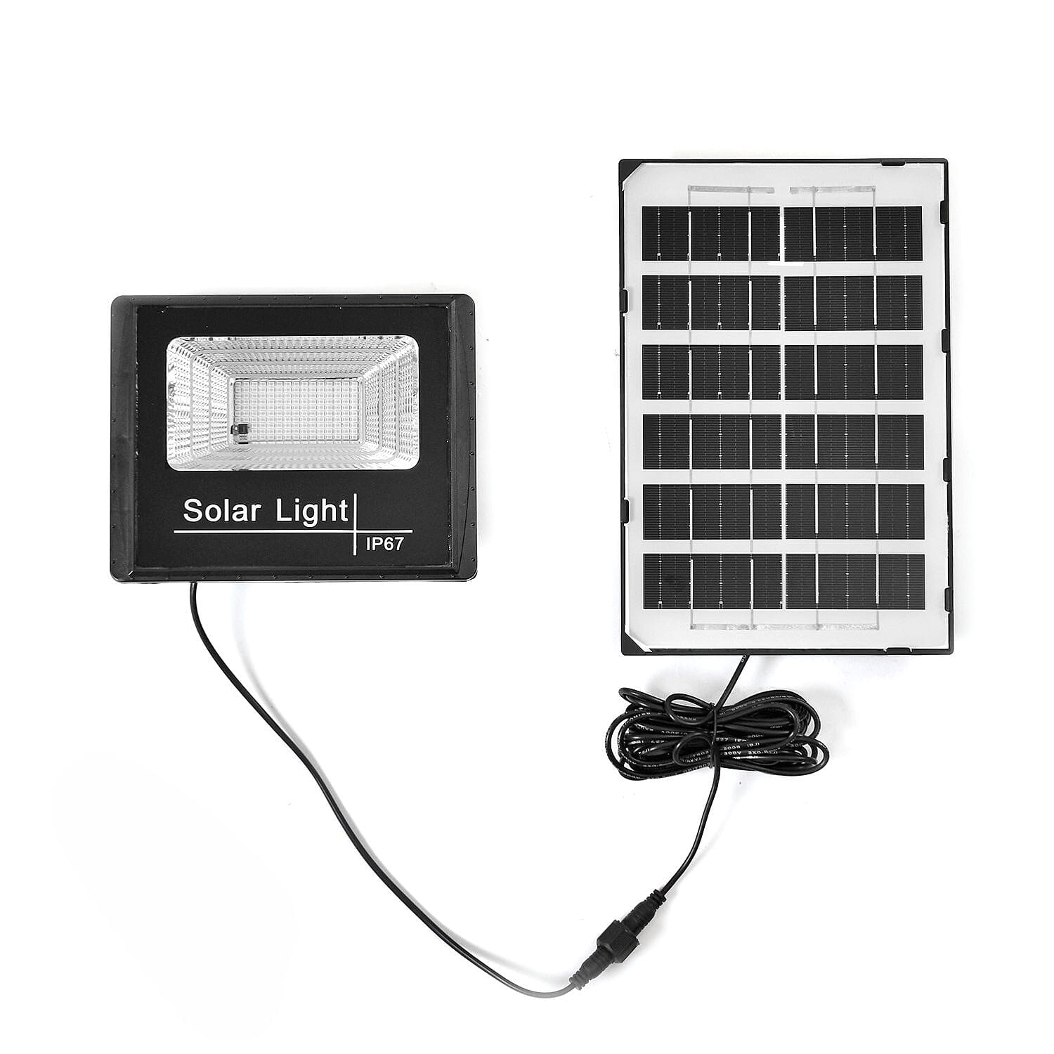 100% Energy Saving IP67 Water resistant Solar Light (144 LEDs) with Solar Panel and Remote Control - Black & Silver